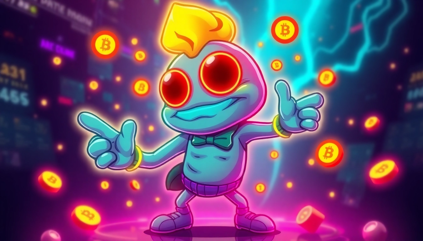 Pepe Coin Meme character surrounded by crypto symbols illustrating community-driven meme coin